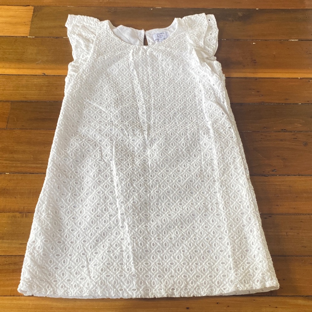 Crown & Ivy White Eyelet Lace Girls'  Dress